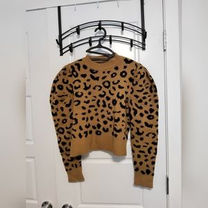 Cropped puff sleeve sweater